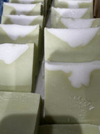 Sea foam, white and light green handmade olive oil soap bars