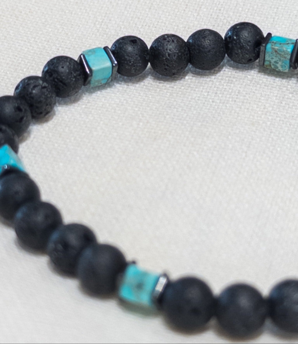 Lava & Jade Stone Bracelet - Aqua Zoi