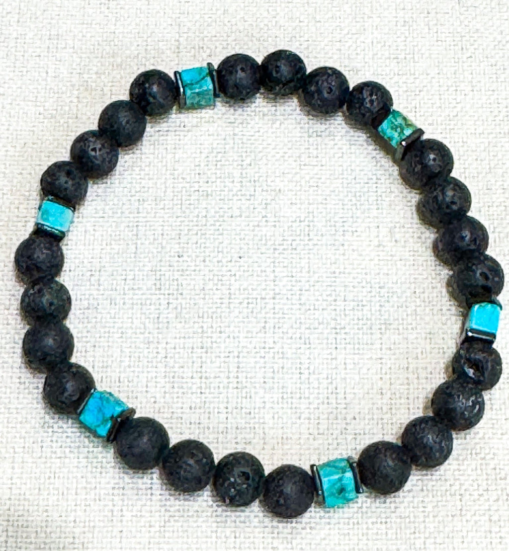 Lava & Jade Stone Bracelet - Aqua Zoi