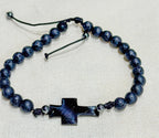 Lava Stone & Cross Bracelet - Aqua Zoi